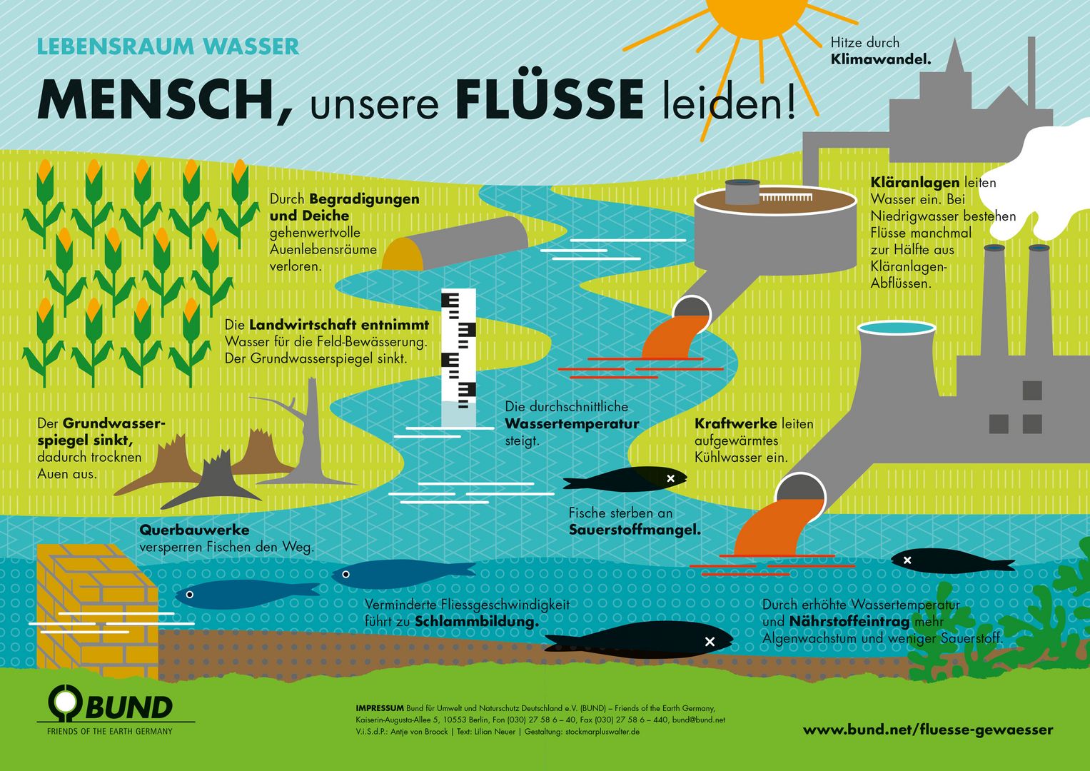 Infografik "Mensch, unsere Flüsse leiden"