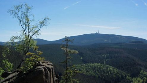 Blick von der Rabenklippe bis zum Brocken. Foto: Wiedekind