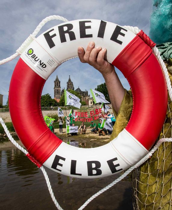 Aktion an der Elbe bei Magdeburg im Sommer 2016