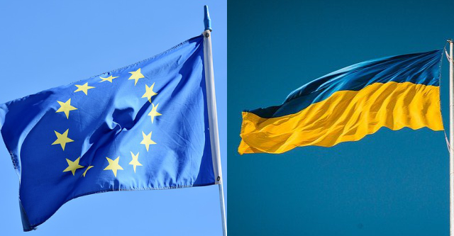 Europäische und Ukrainische Flagge