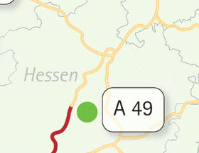 Karte: Fernstraßenplanung und Alternativanmeldungen in Hessen