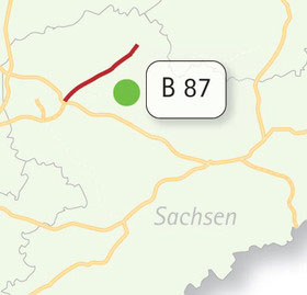 Karte: Fernstraßenplanung und Alternativanmeldungen in Sachsen