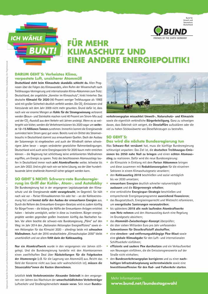 Forderungen zur Bundestagswahl – Klima und Energie