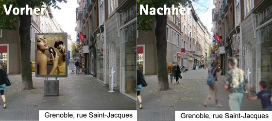 Grenoble mit und ohne Werbung; Foto: Ville de Grenoble